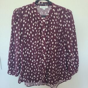 Amour Vert Purple/burgundy and Cream Spotted Blouse